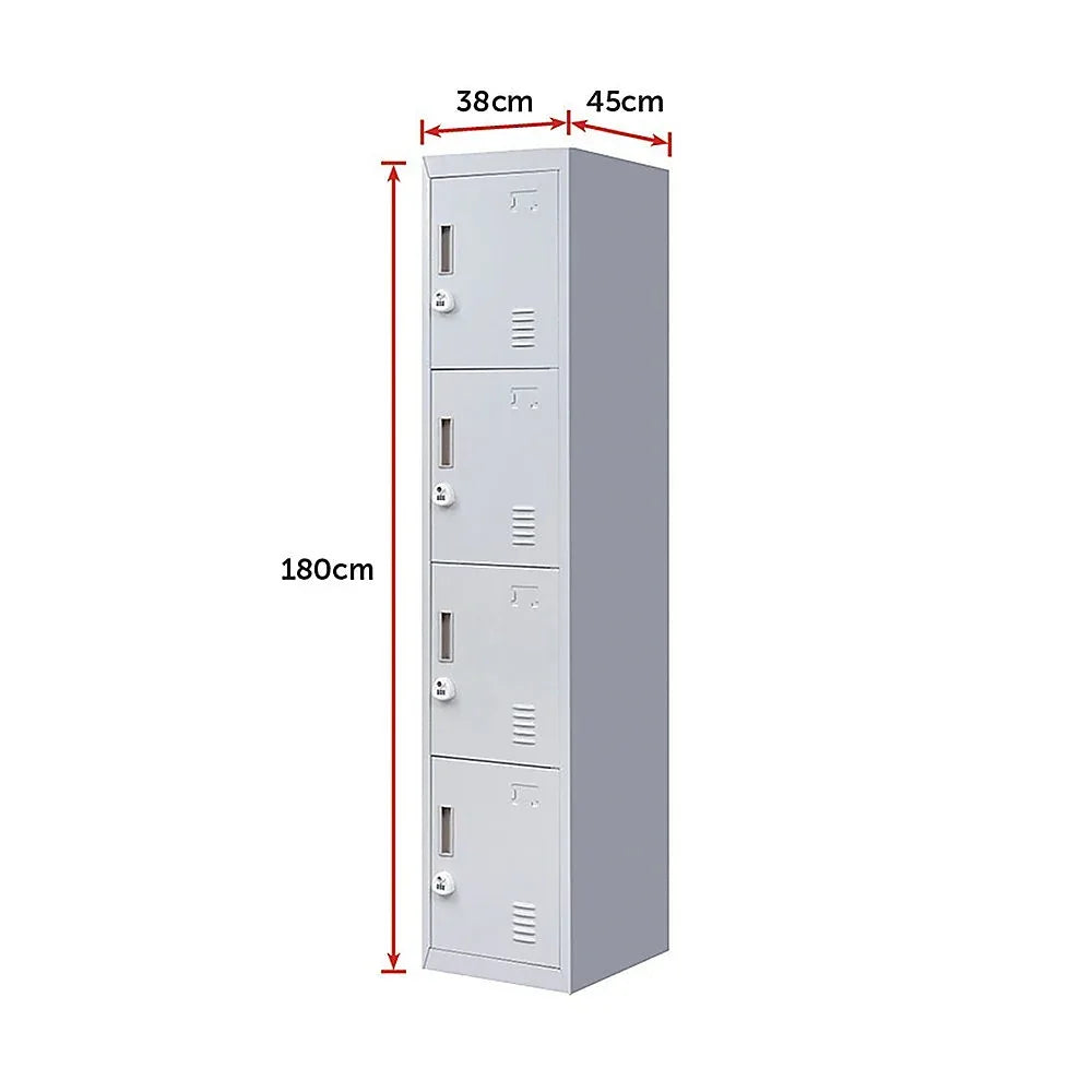 4-Door Vertical Locker for Office Gym Shed School Home Storage - Mekamart Australia
