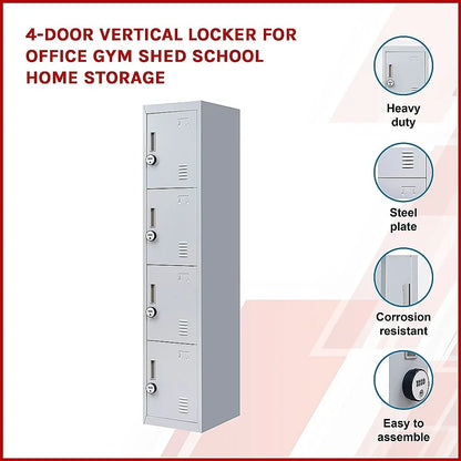 4-Door Vertical Locker for Office Gym Shed School Home Storage - Mekamart Australia