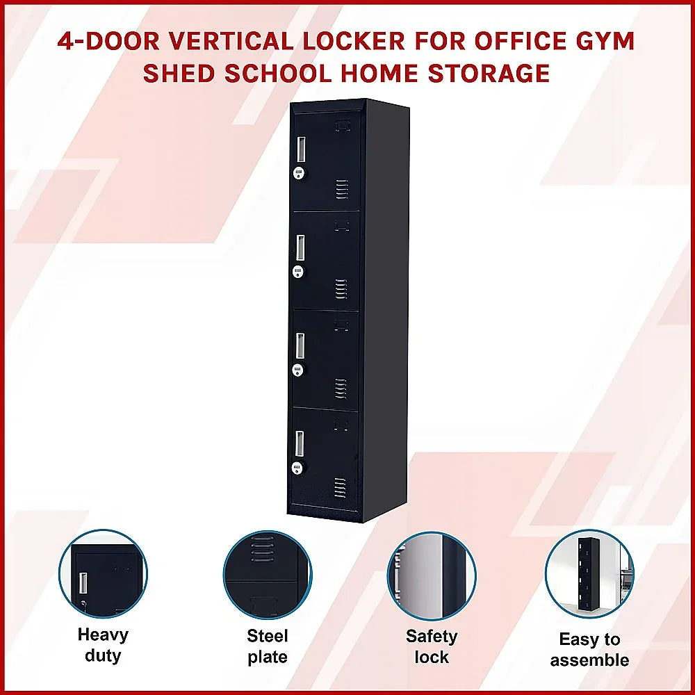 4-Door Vertical Locker for Office Gym Shed School Home Storage - Mekamart Australia