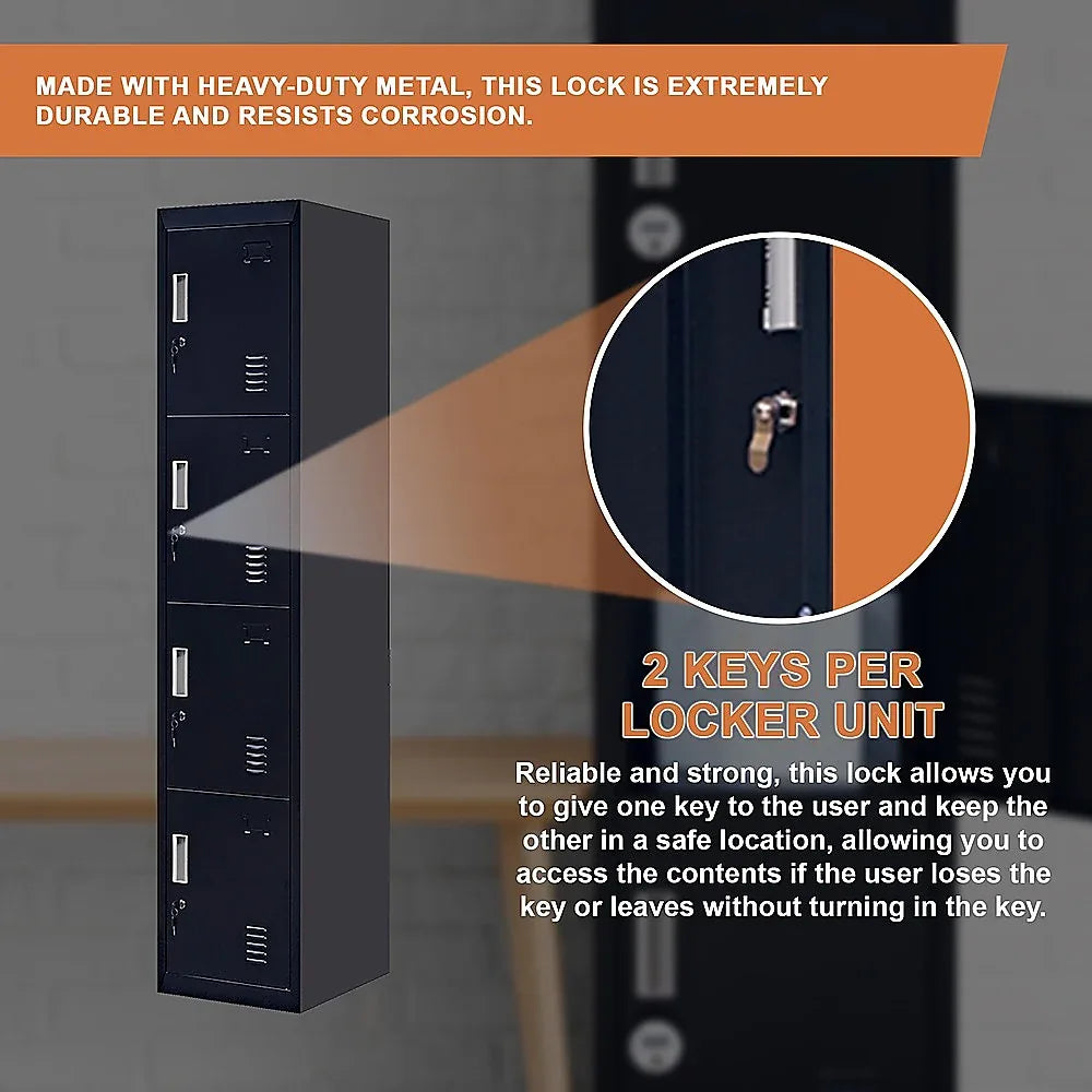 4-Door Vertical Locker for Office Gym Shed School Home Storage - Mekamart Australia