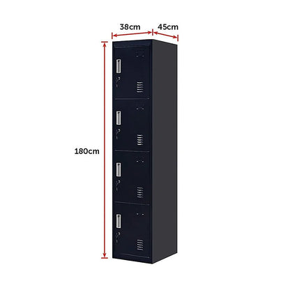 4-Door Vertical Locker for Office Gym Shed School Home Storage - Mekamart Australia
