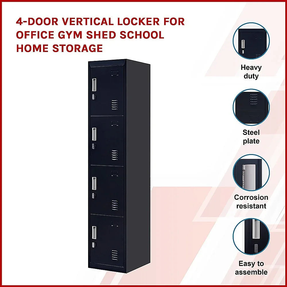 4-Door Vertical Locker for Office Gym Shed School Home Storage - Mekamart Australia