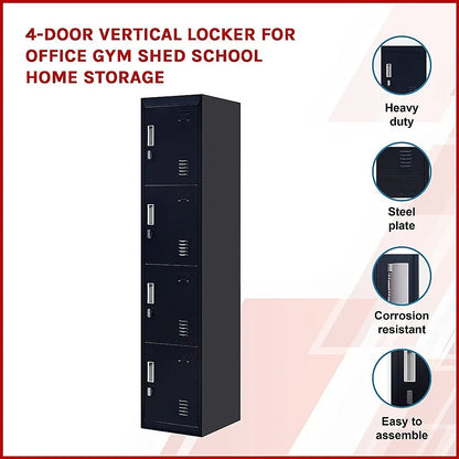 4-Door Vertical Locker for Office Gym Shed School Home Storage - Mekamart Australia