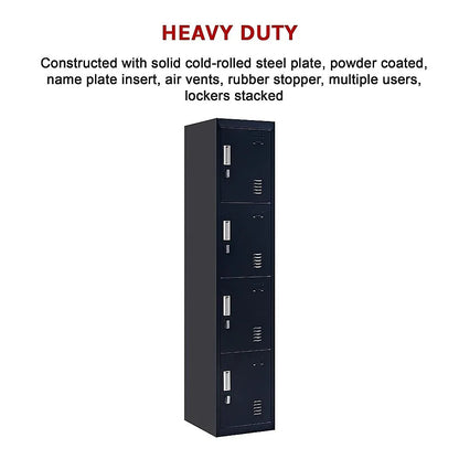 4-Door Vertical Locker for Office Gym Shed School Home Storage - Mekamart Australia