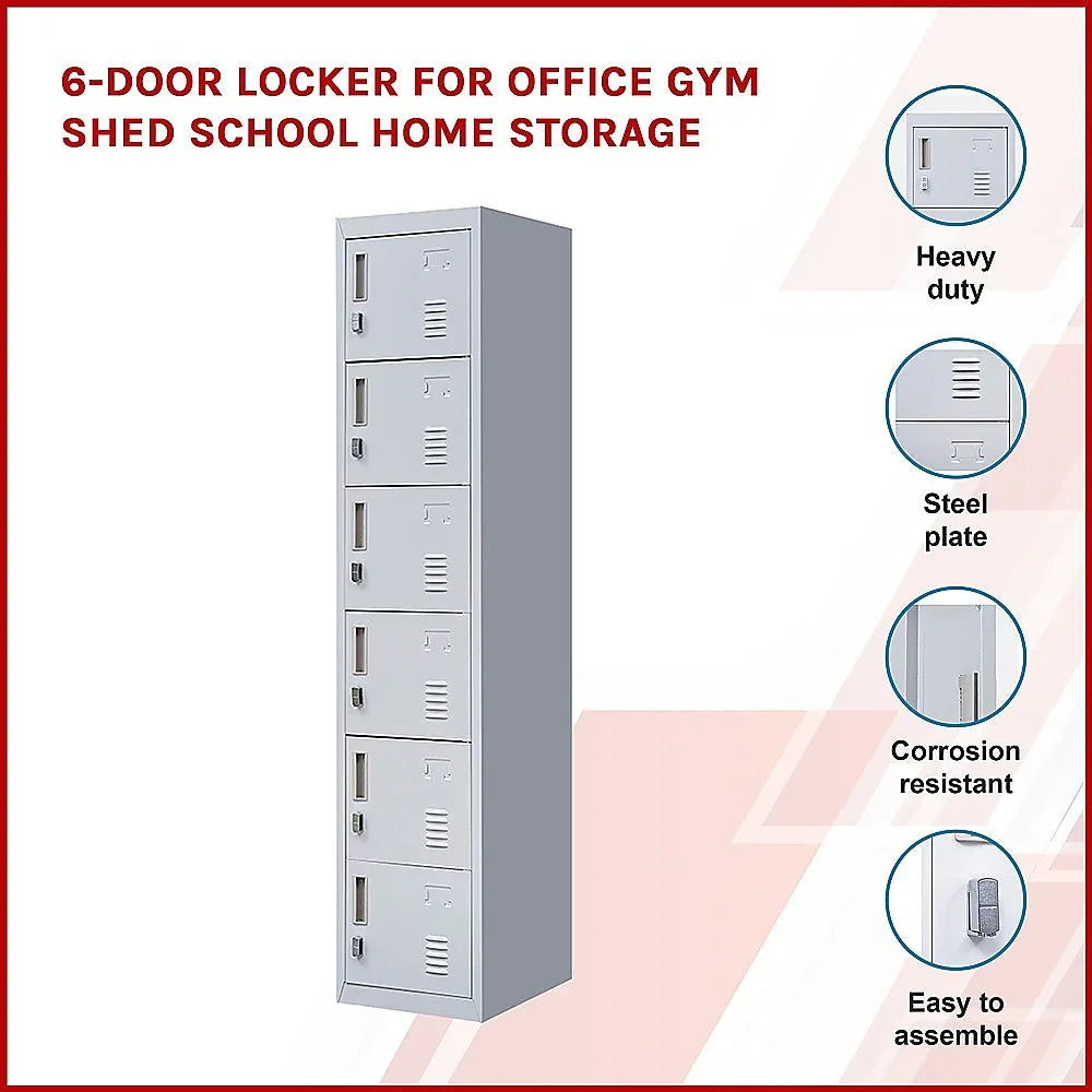 6-Door Locker for Office Gym Shed School Home Storage - Mekamart Australia