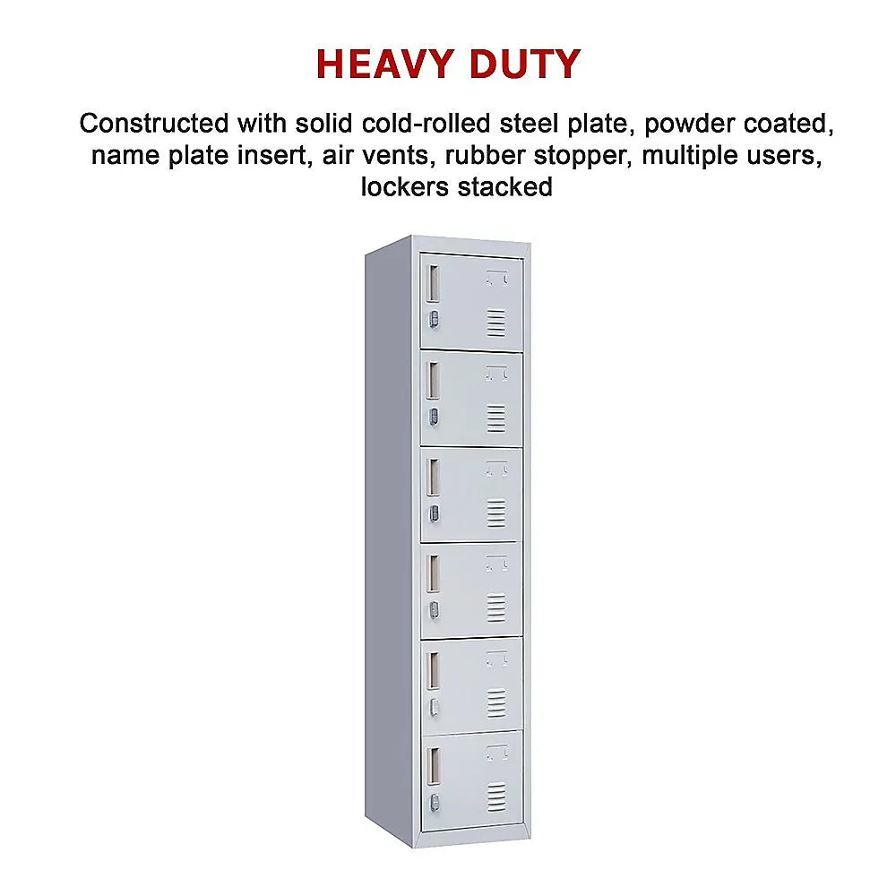 6-Door Locker for Office Gym Shed School Home Storage - Mekamart Australia