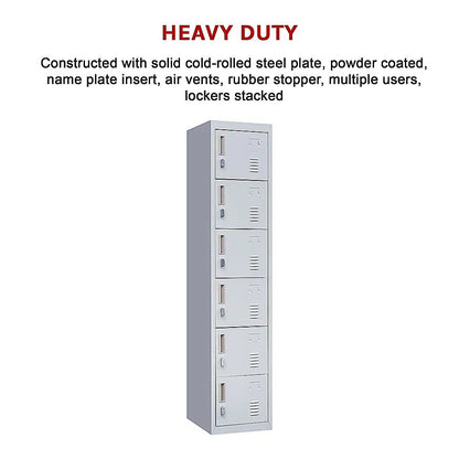 6-Door Locker for Office Gym Shed School Home Storage - Mekamart Australia