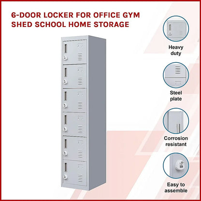 6-Door Locker for Office Gym Shed School Home Storage - Mekamart Australia