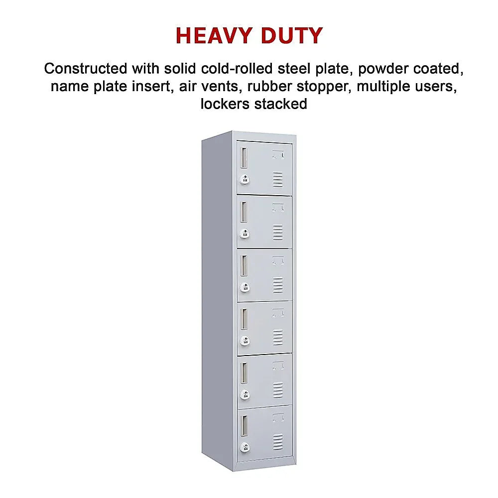 6-Door Locker for Office Gym Shed School Home Storage - Mekamart Australia