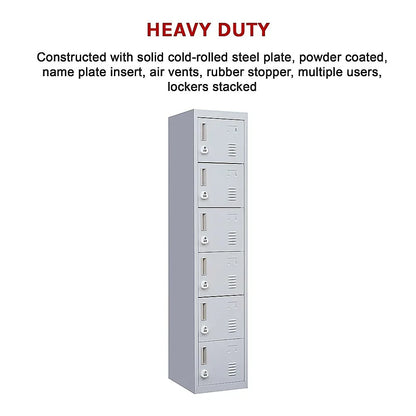 6-Door Locker for Office Gym Shed School Home Storage - Mekamart Australia