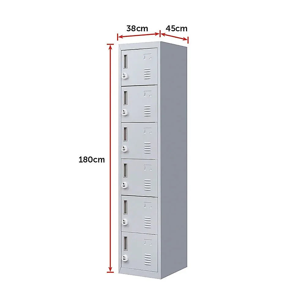 6-Door Locker for Office Gym Shed School Home Storage - Mekamart Australia