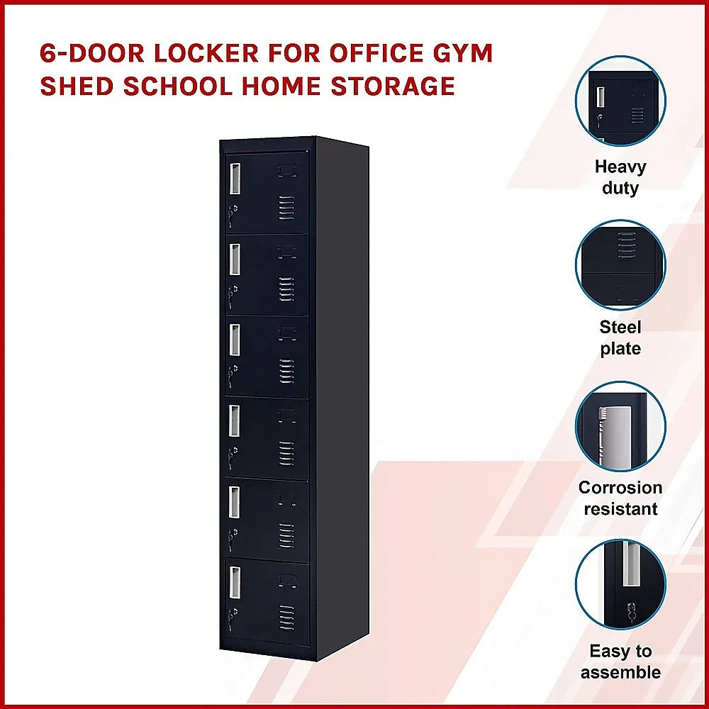 6-Door Locker for Office Gym Shed School Home Storage - Mekamart Australia