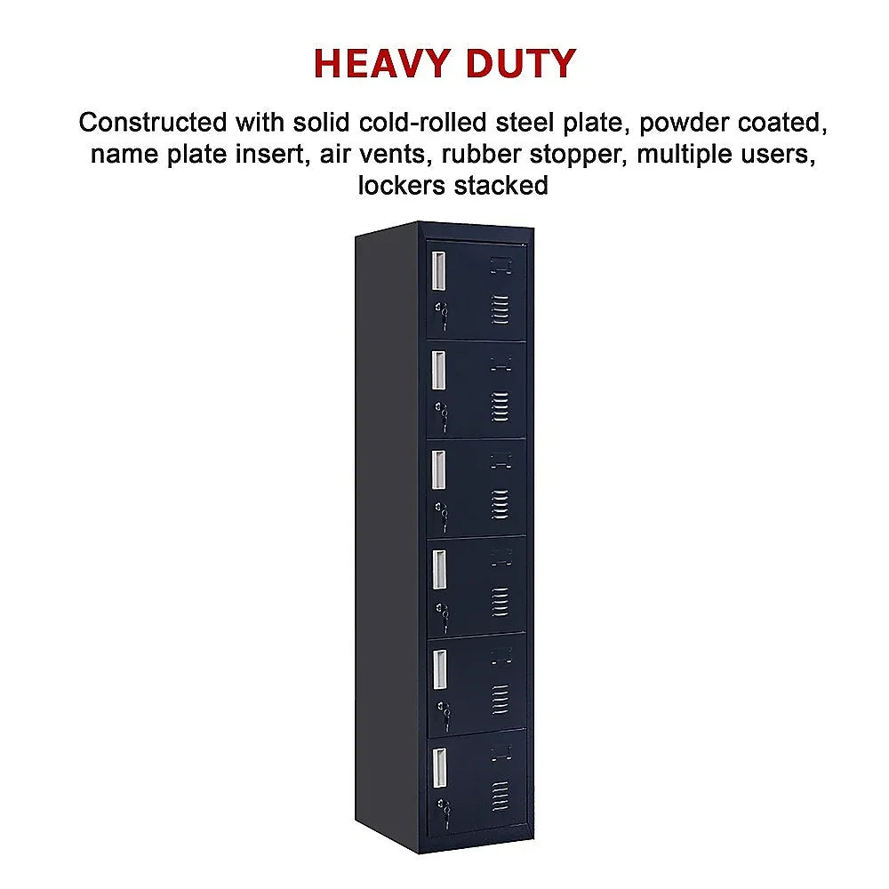 6-Door Locker for Office Gym Shed School Home Storage - Mekamart Australia