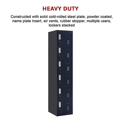 6-Door Locker for Office Gym Shed School Home Storage - Mekamart Australia