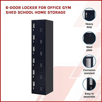 6-Door Locker for Office Gym Shed School Home Storage - Mekamart Australia