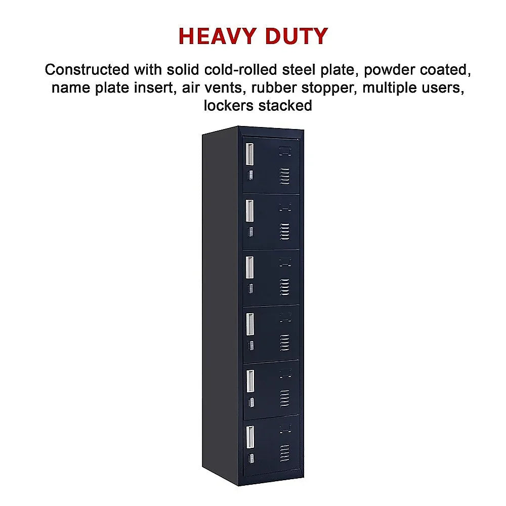 6-Door Locker for Office Gym Shed School Home Storage - Mekamart Australia