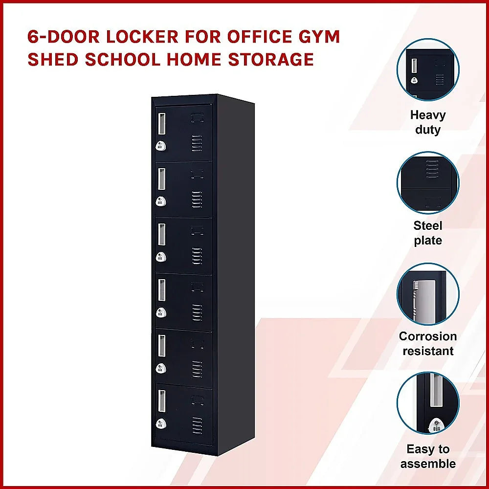 6-Door Locker for Office Gym Shed School Home Storage - Mekamart Australia