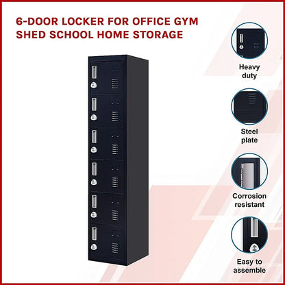 6-Door Locker for Office Gym Shed School Home Storage - Mekamart Australia