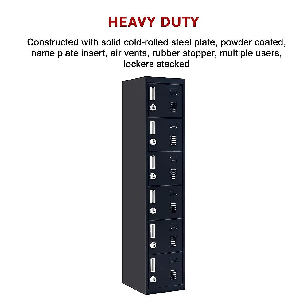 6-Door Locker for Office Gym Shed School Home Storage - Mekamart Australia