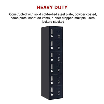6-Door Locker for Office Gym Shed School Home Storage - Mekamart Australia