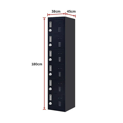 6-Door Locker for Office Gym Shed School Home Storage - Mekamart Australia