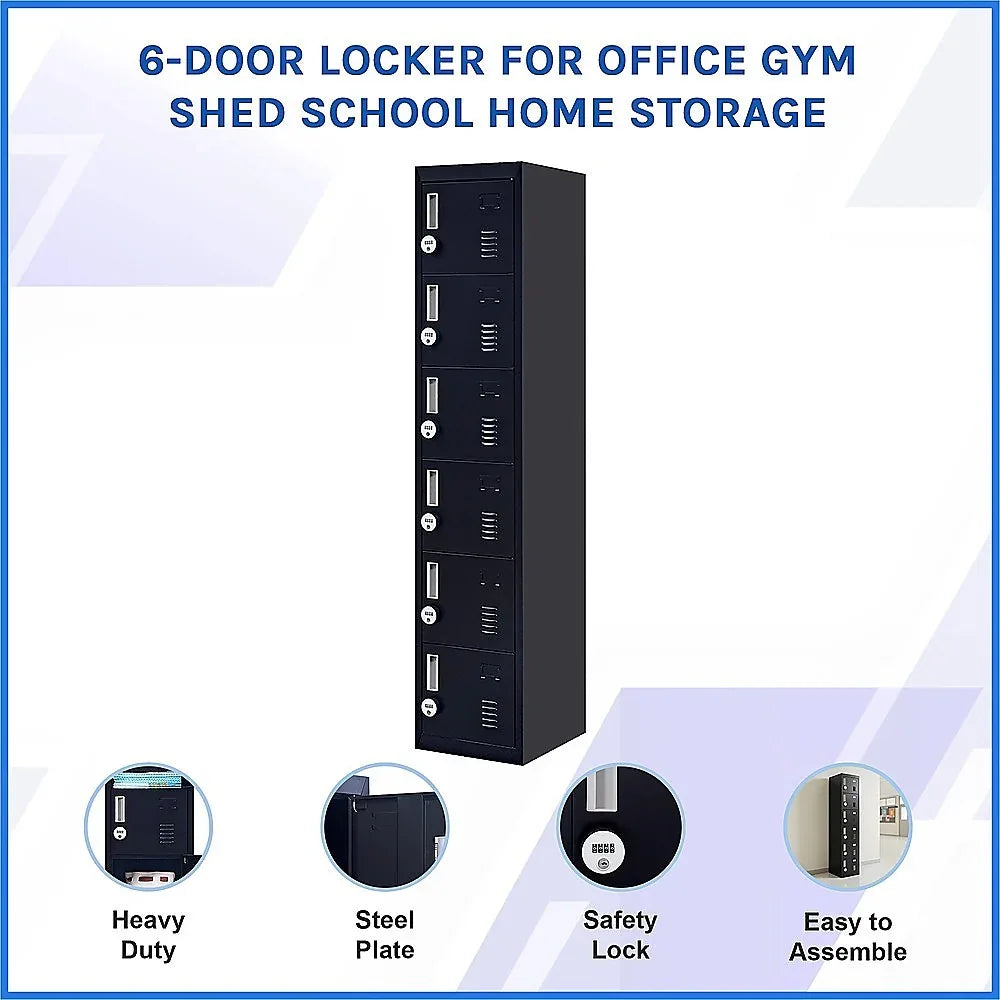6-Door Locker for Office Gym Shed School Home Storage - Mekamart Australia