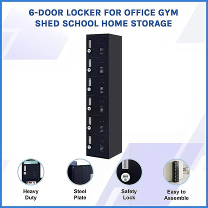 6-Door Locker for Office Gym Shed School Home Storage - Mekamart Australia