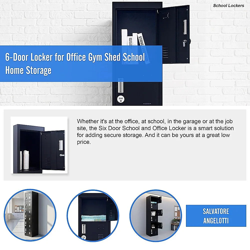 6-Door Locker for Office Gym Shed School Home Storage - Mekamart Australia