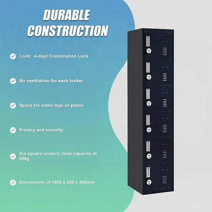 6-Door Locker for Office Gym Shed School Home Storage - Mekamart Australia