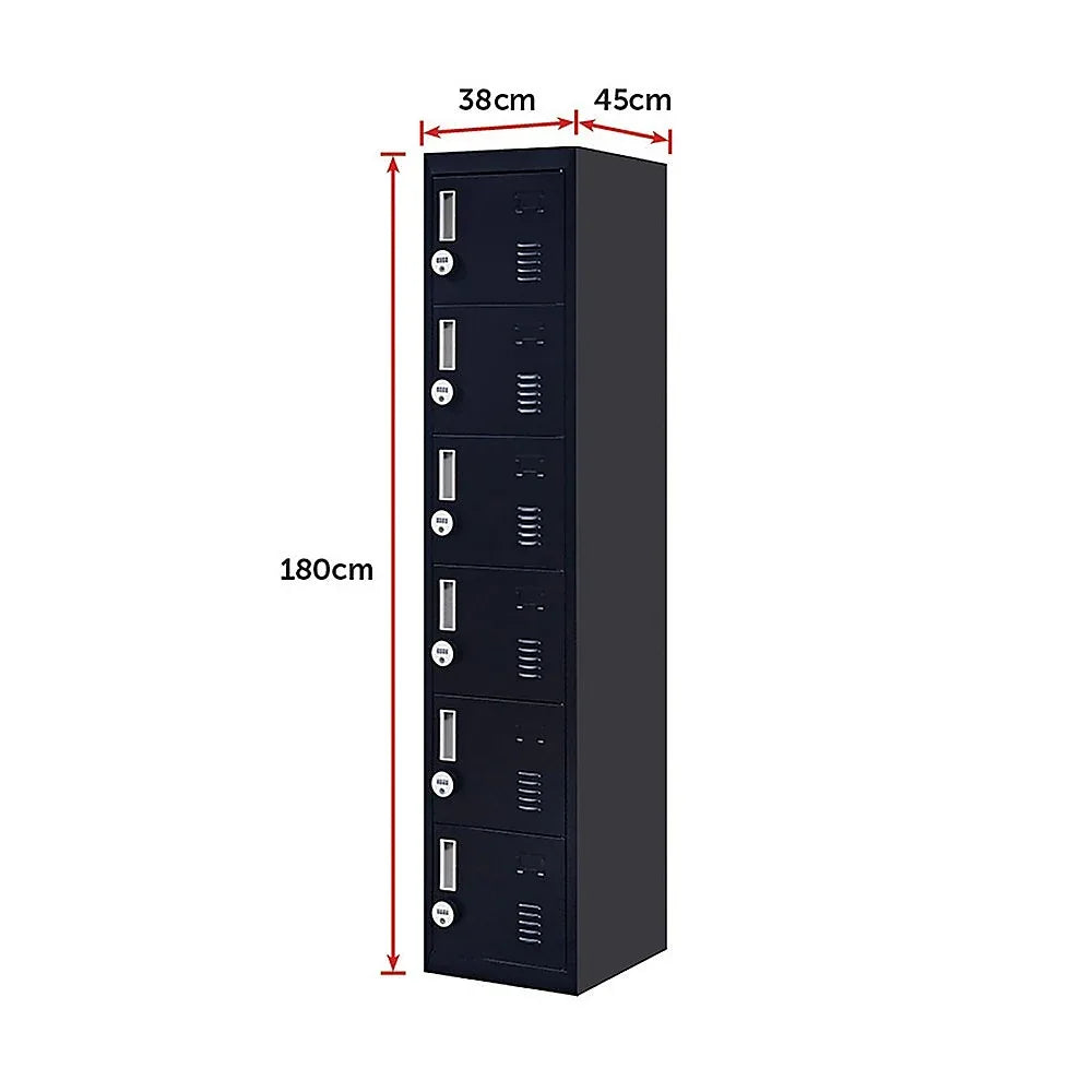 6-Door Locker for Office Gym Shed School Home Storage - Mekamart Australia