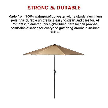 9FT Patio Umbrella Outdoor Garden Table Umbrella with 8 Sturdy Ribs - Mekamart Australia