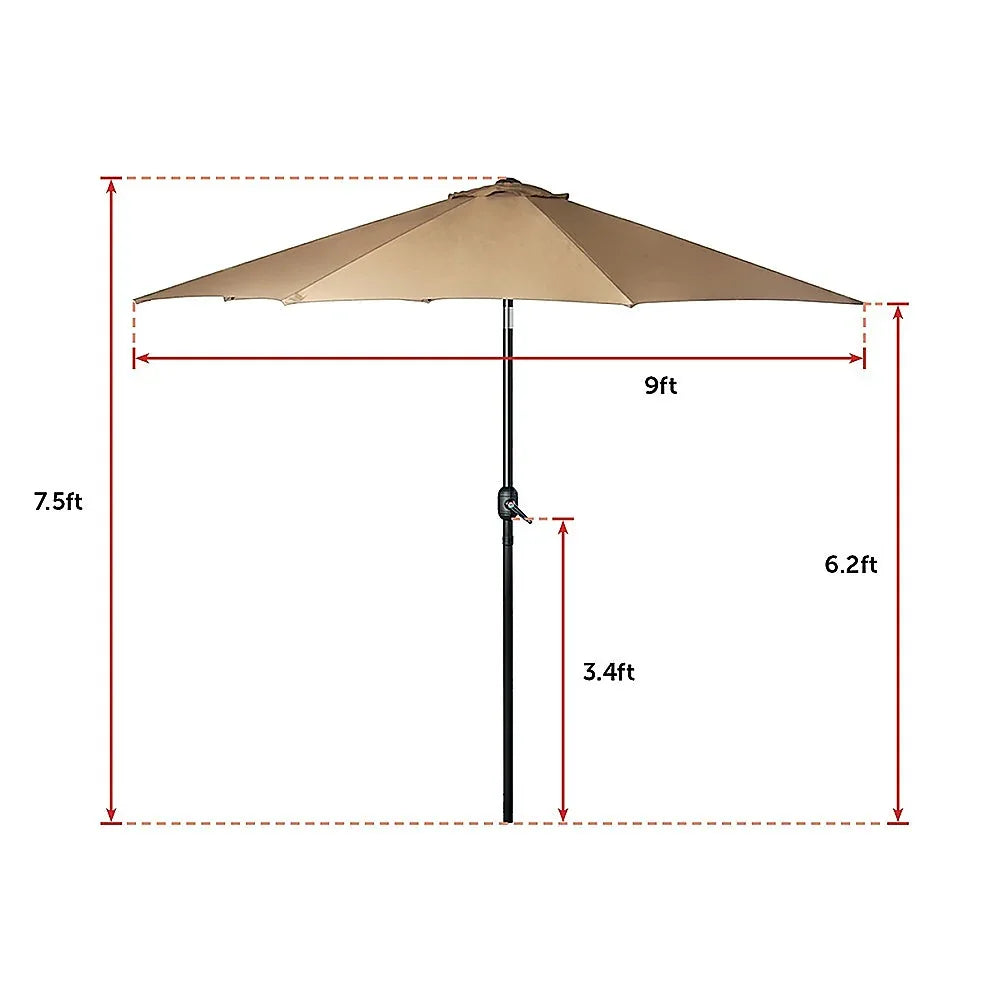 9FT Patio Umbrella Outdoor Garden Table Umbrella with 8 Sturdy Ribs - Mekamart Australia