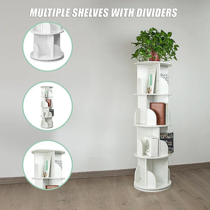 360-degree Rotating 4 Tier Display Shelf Bookcase Organiser - Mekamart Australia