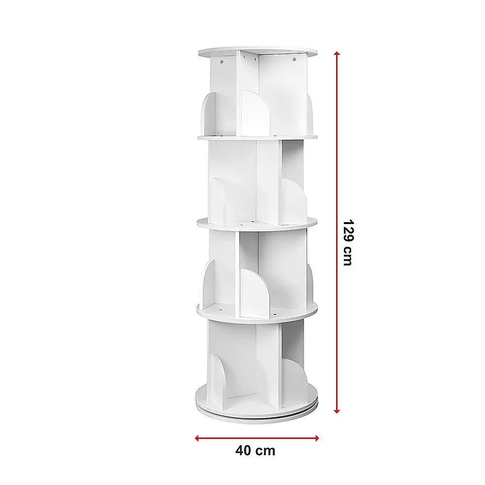 360-degree Rotating 4 Tier Display Shelf Bookcase Organiser - Mekamart Australia