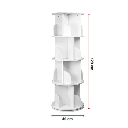 360-degree Rotating 4 Tier Display Shelf Bookcase Organiser - Mekamart Australia