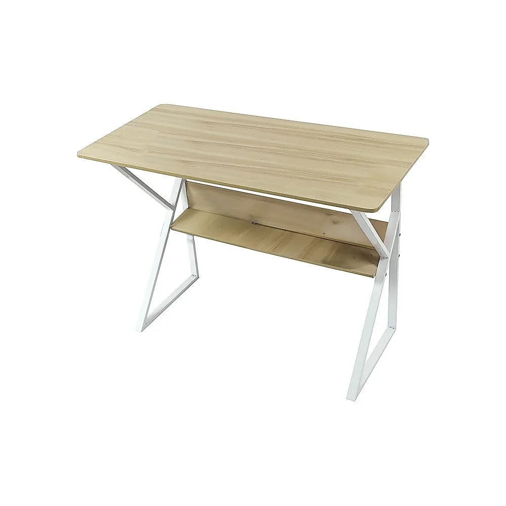 Wood & Metal Computer Desk with Shelf Home Office Furniture - Mekamart Australia