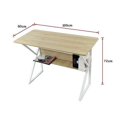 Wood & Metal Computer Desk with Shelf Home Office Furniture - Mekamart Australia