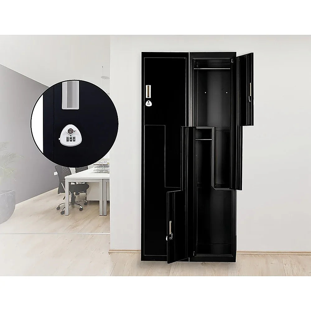 Black Two-Door L-shaped Office Gym Shed Storage Lockers - Mekamart Australia