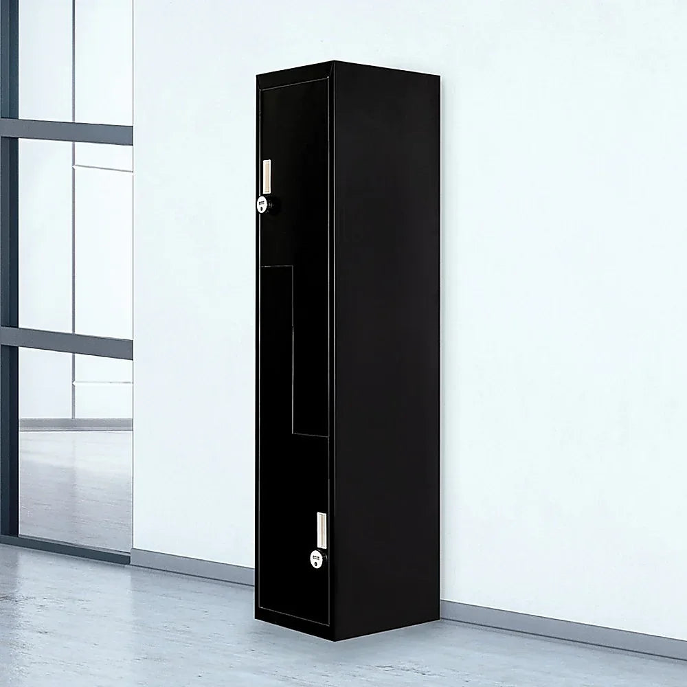 Black Two-Door L-shaped Office Gym Shed Storage Lockers - Mekamart Australia