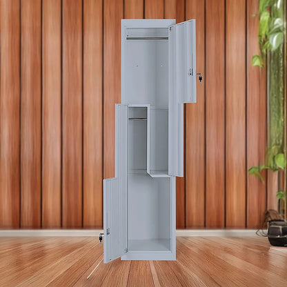 Grey Two-Door L-shaped Office Gym Shed Storage Lockers - Mekamart Australia