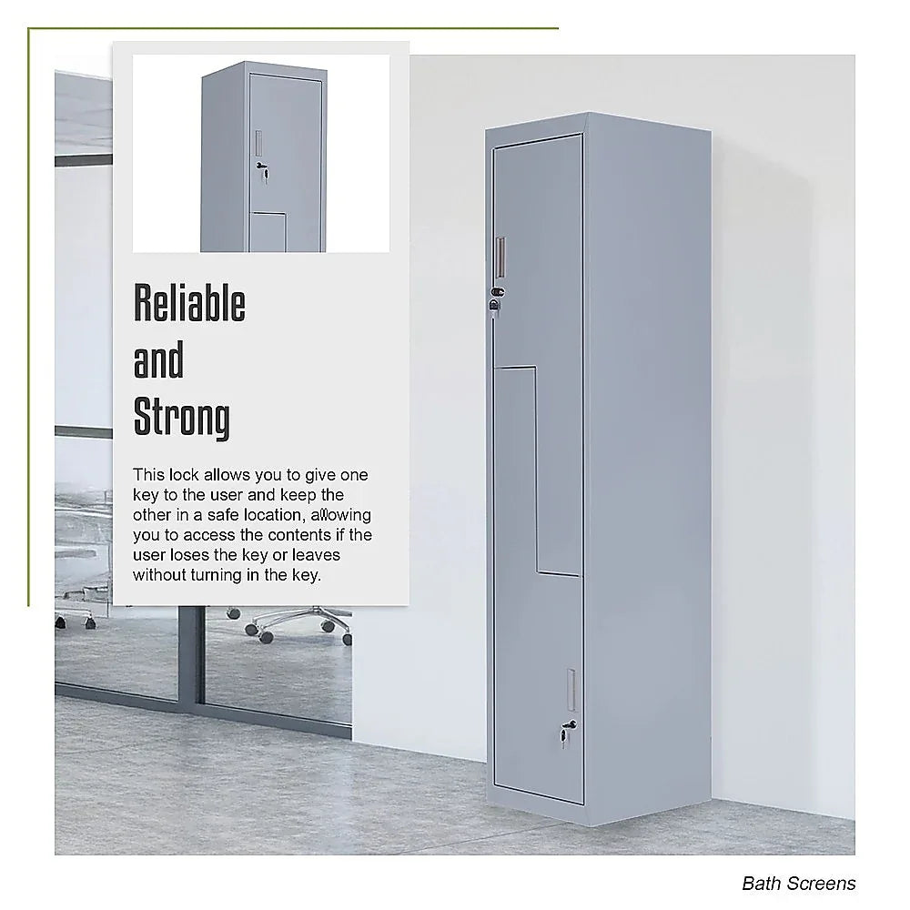 Grey Two-Door L-shaped Office Gym Shed Storage Lockers - Mekamart Australia