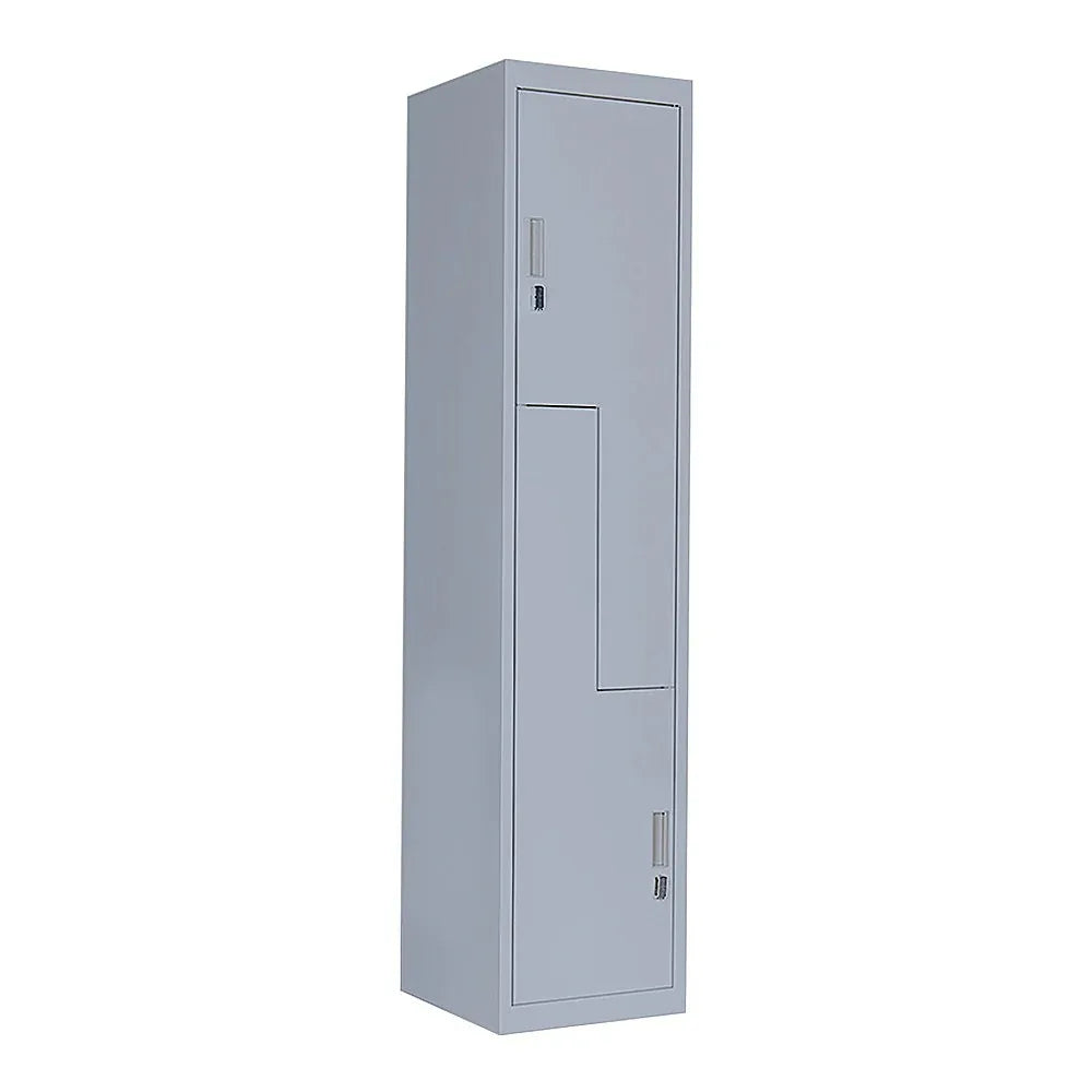 Grey Two-Door L-shaped Office Gym Shed Storage Lockers - Mekamart Australia