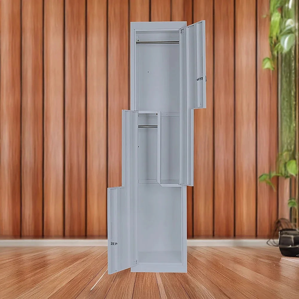 Grey Two-Door L-shaped Office Gym Shed Storage Lockers - Mekamart Australia