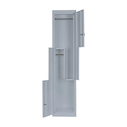 Grey Two-Door L-shaped Office Gym Shed Storage Lockers - Mekamart Australia