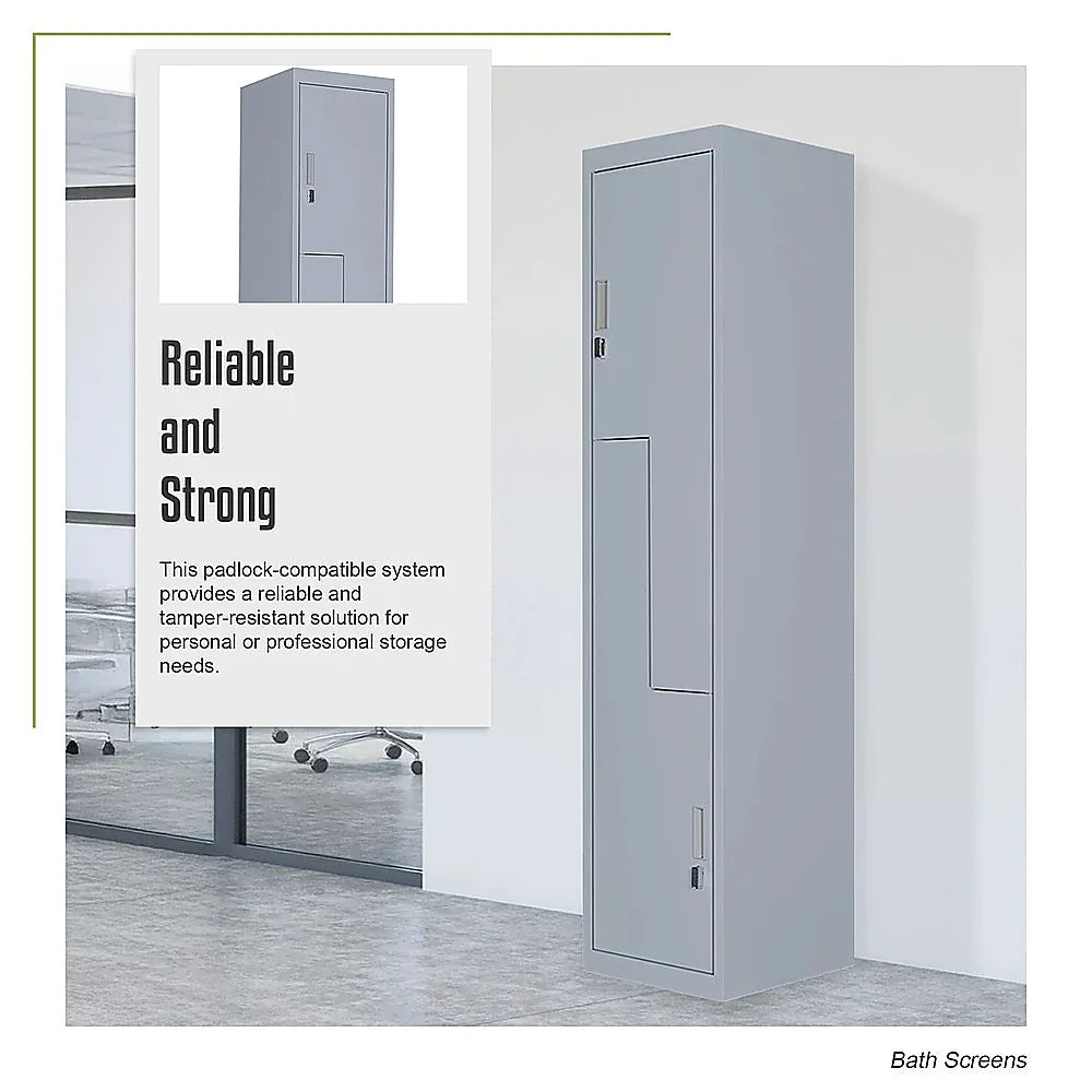 Grey Two-Door L-shaped Office Gym Shed Storage Lockers - Mekamart Australia