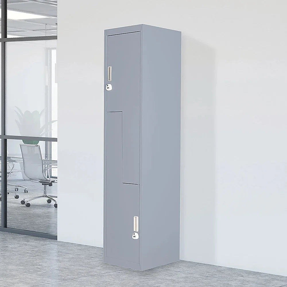 Grey Two-Door L-shaped Office Gym Shed Storage Lockers - Mekamart Australia