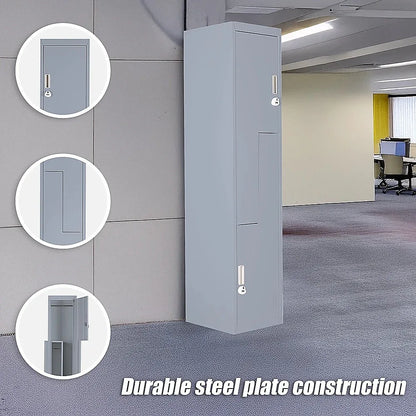 Grey Two-Door L-shaped Office Gym Shed Storage Lockers - Mekamart Australia
