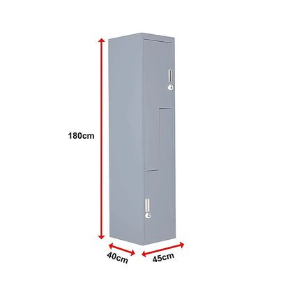 Grey Two-Door L-shaped Office Gym Shed Storage Lockers - Mekamart Australia