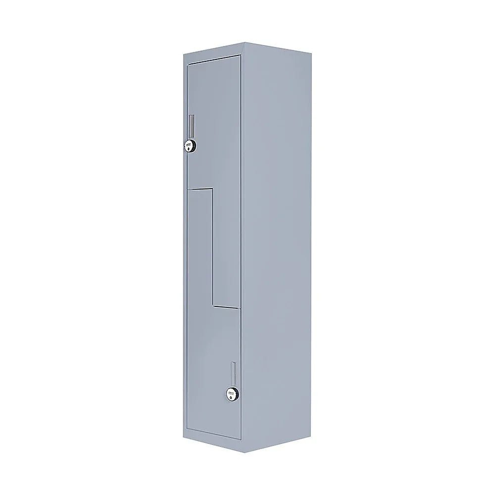 Grey Two-Door L-shaped Office Gym Shed Storage Lockers - Mekamart Australia