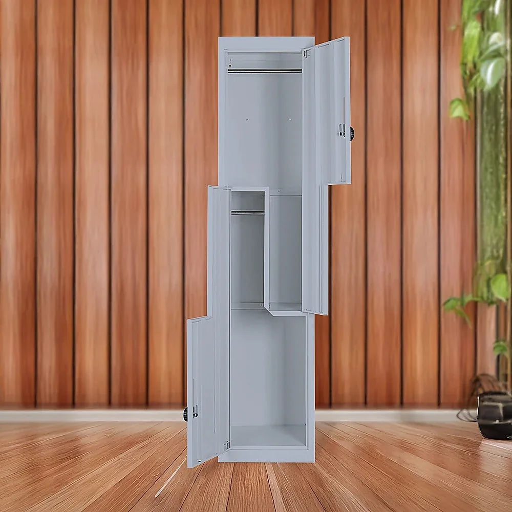 Grey Two-Door L-shaped Office Gym Shed Storage Lockers - Mekamart Australia